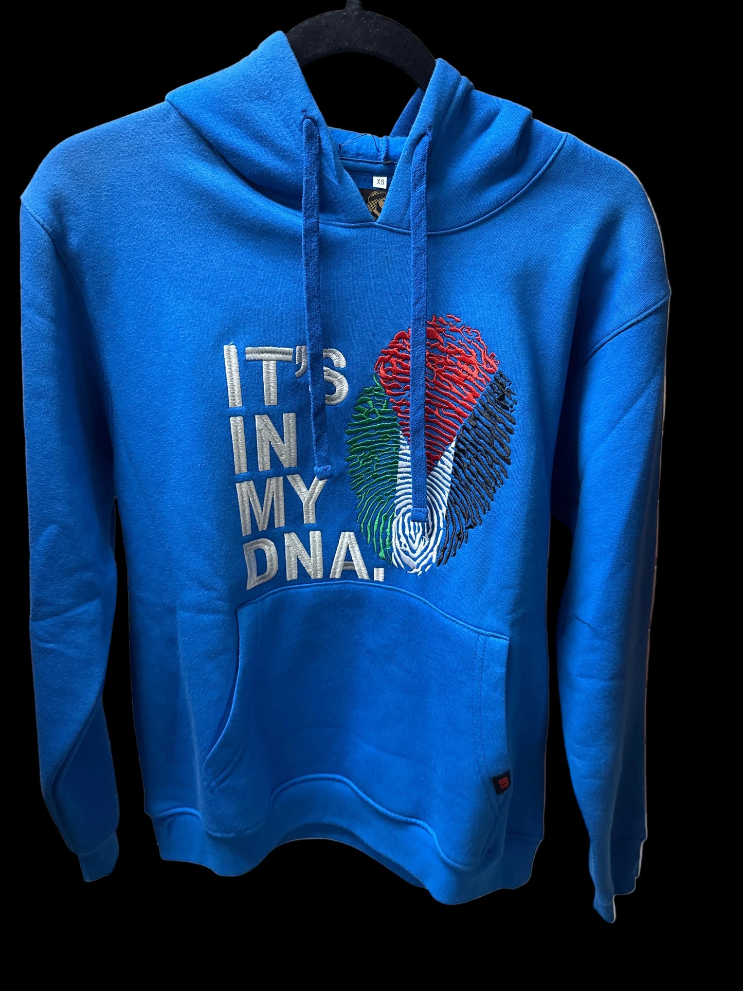 Made in Palestine it’s in my DNA embroidered hoodie blue