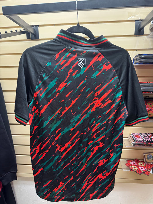 Black/Red/Green Collar Jersey (Arabic فلسطين + Embroidered Crest)