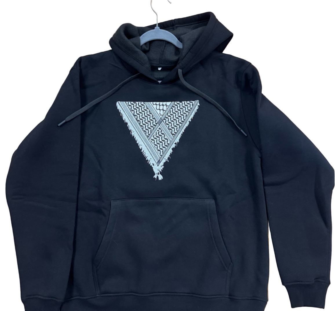 Keffiyeh Triangle Hoodie – Black