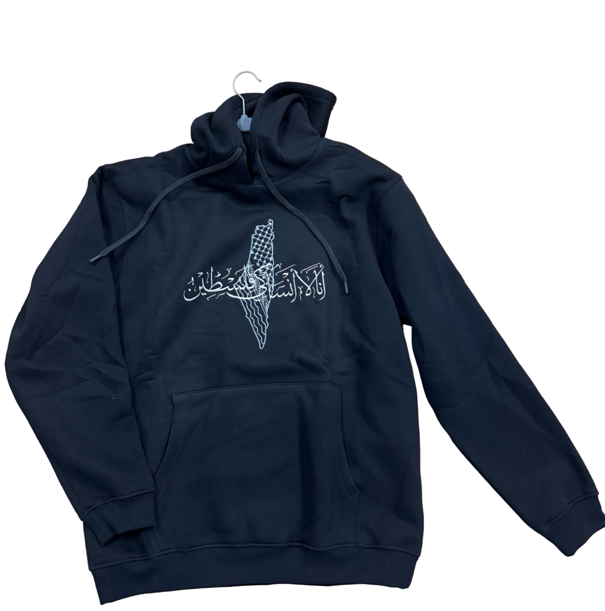Keffiyeh Palestine Map Arabic Script Hoodie – Black