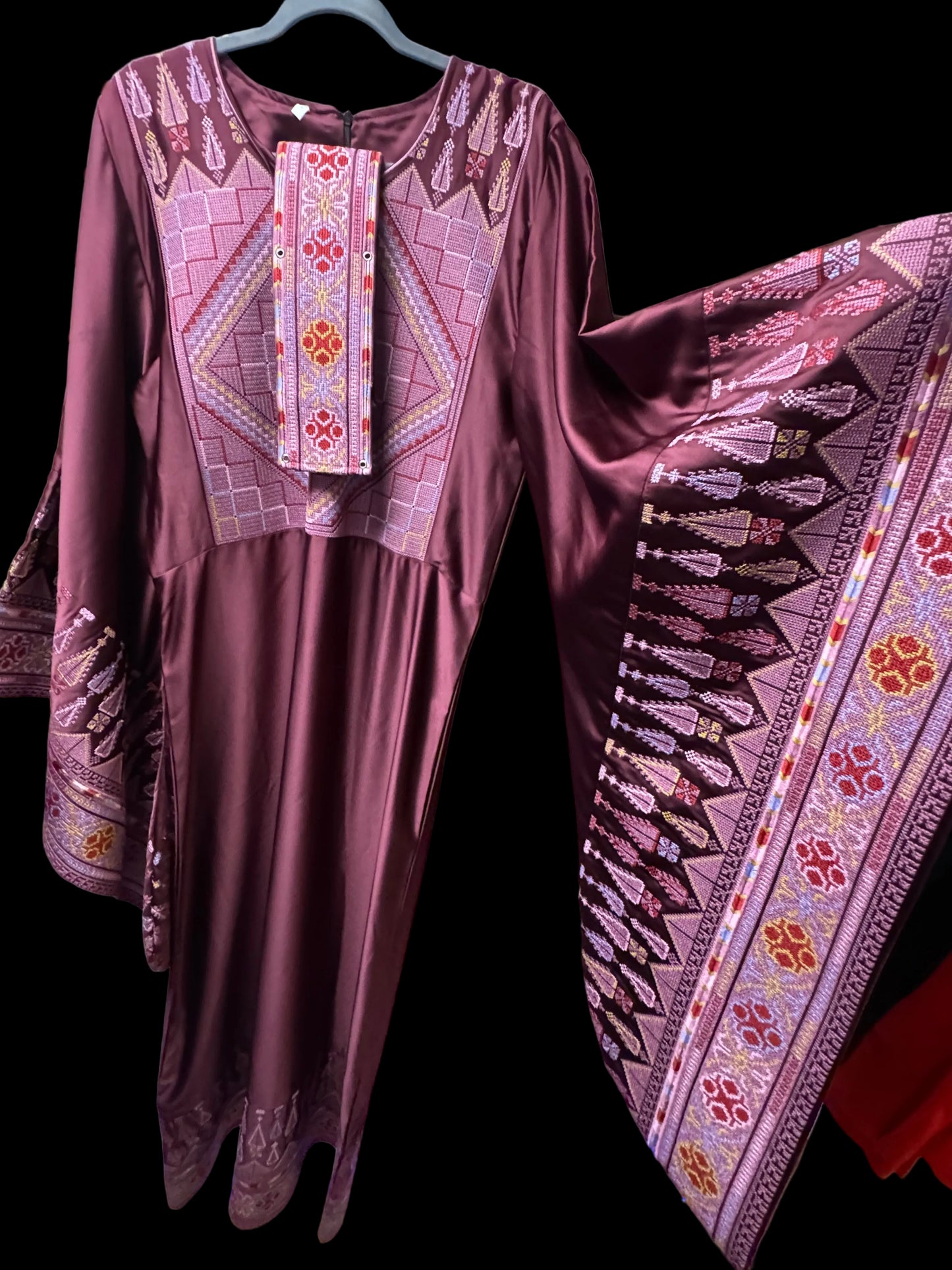 Burgundy Tatreez Palestinian Thobe – Made in Palestine