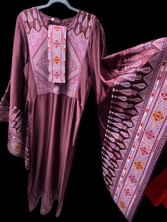Burgundy Tatreez Palestinian Thobe – Made in Palestine