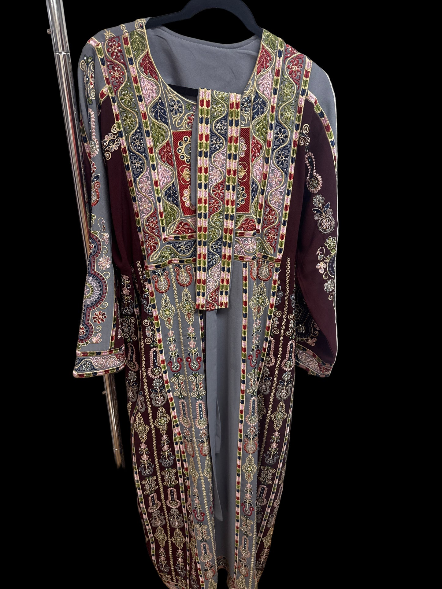 Authentic Palestinian Tatreez Thobe – Unique One-of-a-Kind Designs (Handmade in Palestine) 2- Piece with Belt