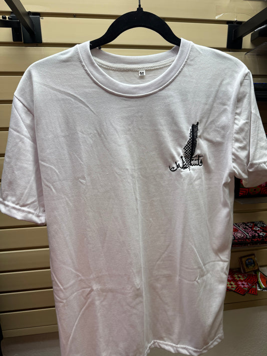 Palestine Embroidery/ Puff Print Shirt – Real Stitched Design – Handmade in Palestine