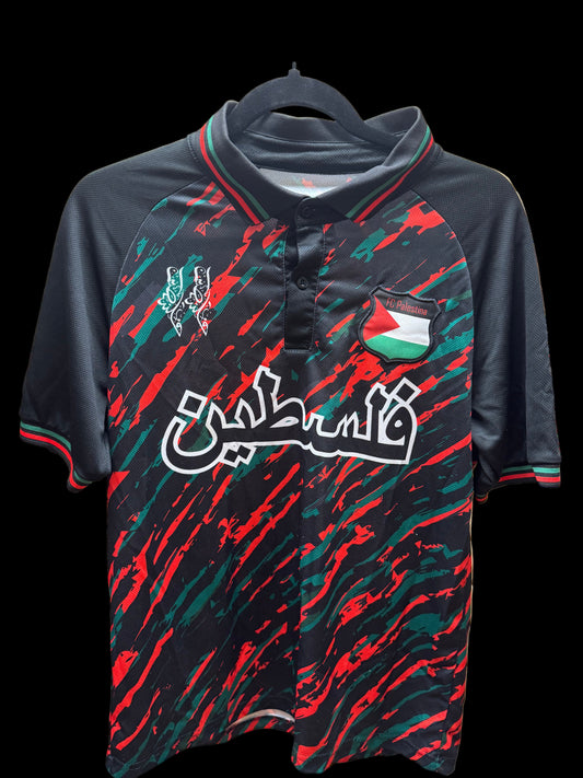 Black/Red/Green Collar Jersey (Arabic فلسطين + Embroidered Crest)
