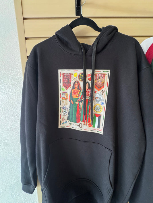 🖤 Women’s Printed Hoodie – Palestinian Girls Design | Al Falastini™