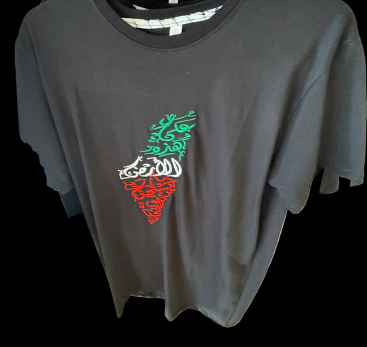 🖤 Black Palestine Embroidered Emblem Shirt | Al Falastini™