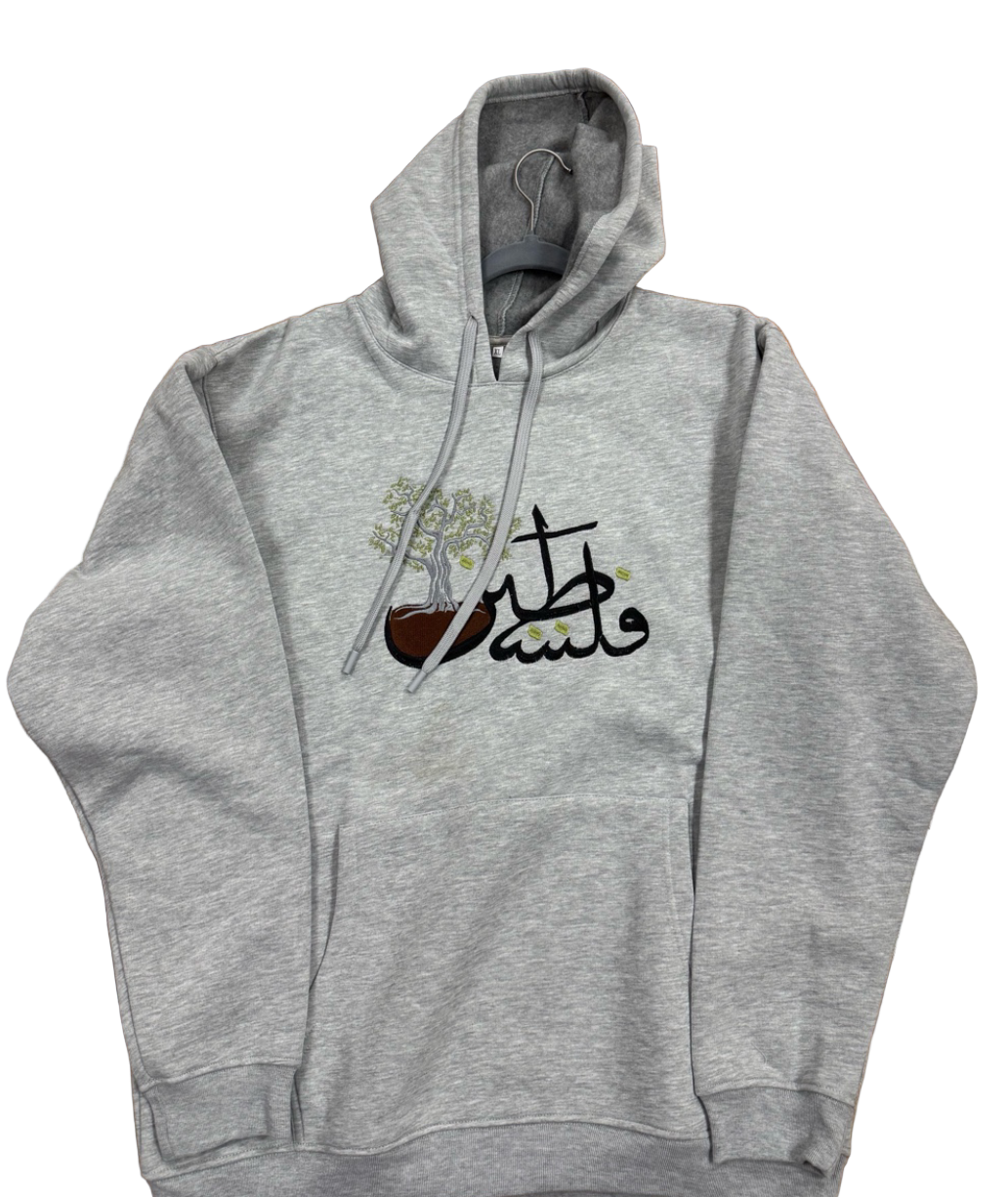 Olive Tree Palestine Hoodie – Black/Grey