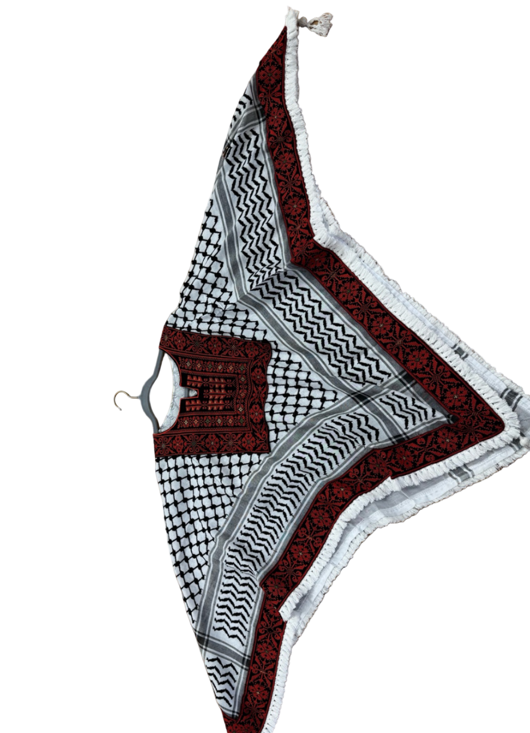 Tatreez Keffiyeh Poncho  Black & White